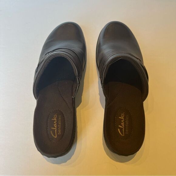 Clarks Bendables Women's Leather Mule Clogs Brown Size 7 1/2M - Picture 8 of 8
